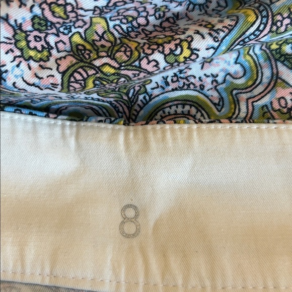 Ann Taylor Carnegie crop green pink paisley pants Size 8 EUC - Picture 7 of 8